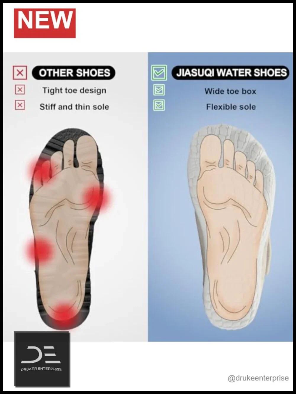 Women's Barefoot Swim Water Shoes Quick Dry Hook & Loop